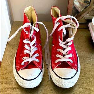 Red, High-Top Converse Shoes